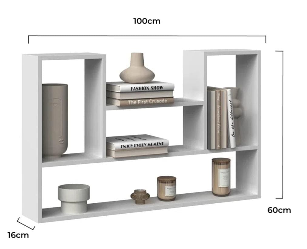 Librero flotante rectangular blanco