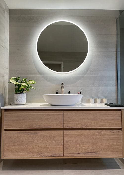 Mueble de bano suspendido roble