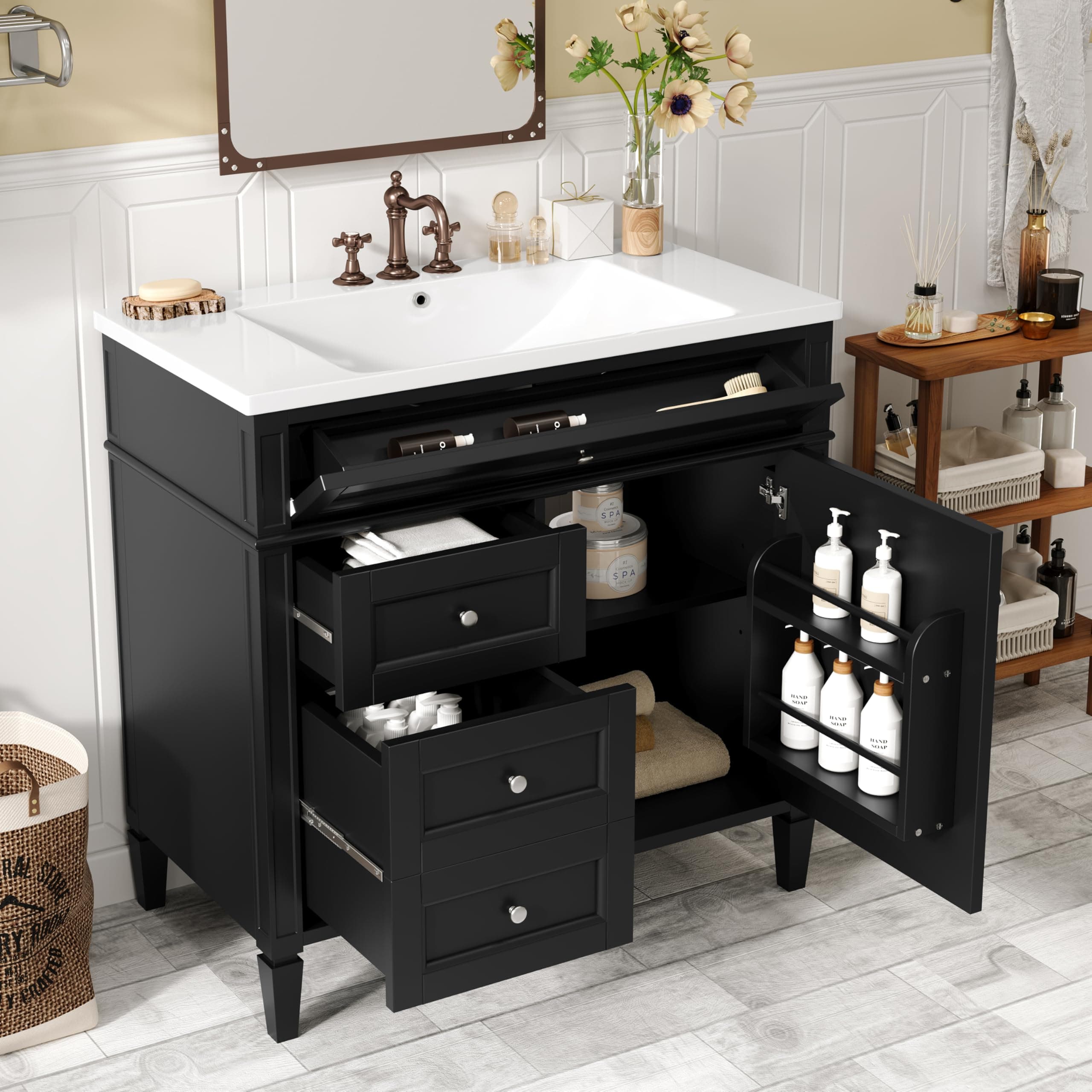 Vanitorio de pie negro